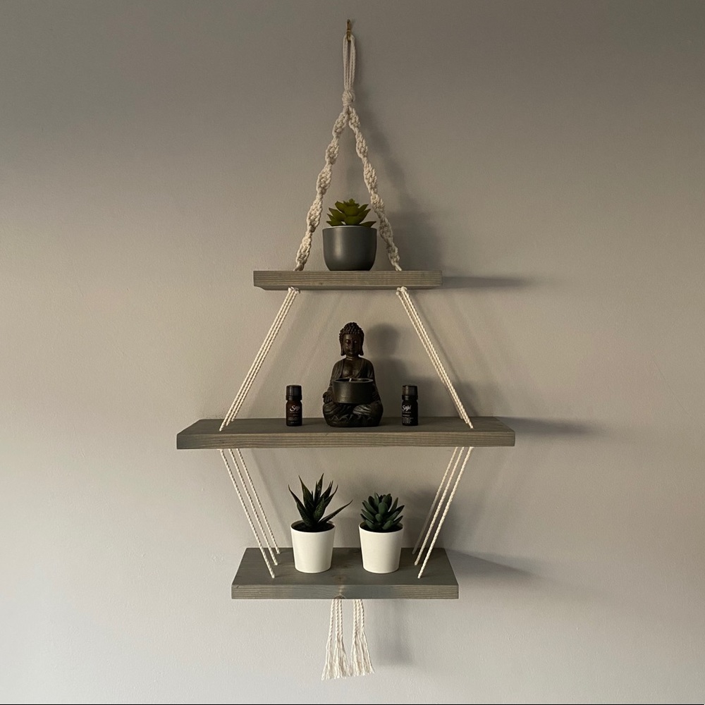New handmade Macrame 3-tier hanging shelf